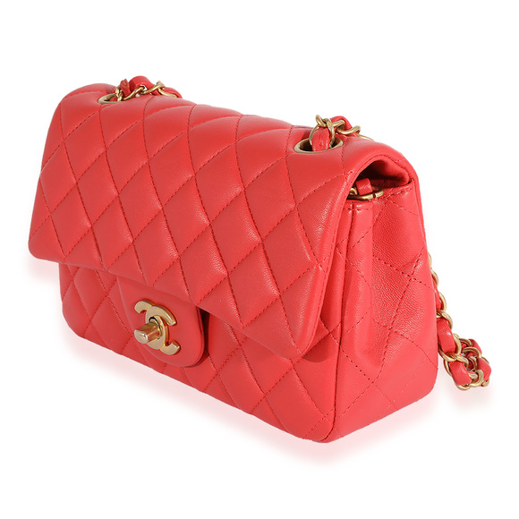 Chanel Coral Quilted Lambskin Mini Rectangular Classic Flap Bag - Picture 4 of 7
